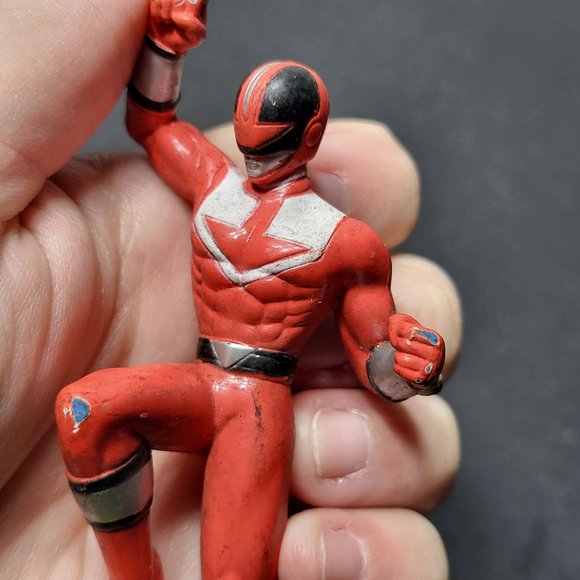 Red Power Ranger Figure with Green Base Action Figure Toy Super Hero - Picture 3 of 7